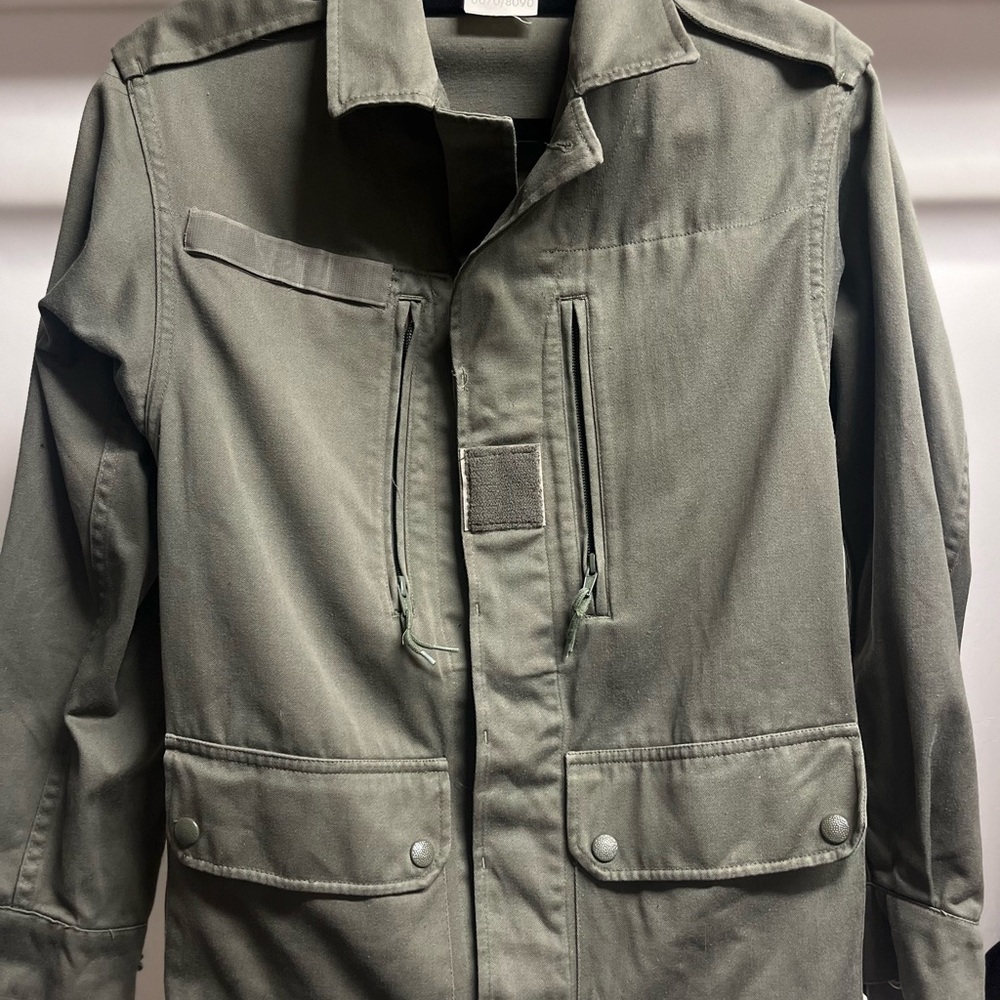 Green Military Field Jacket with Stand-Up Collar